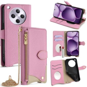 OPPO Find X8s+ Pink Crossbody Chain Fishtail Litchi Leather Case - 1