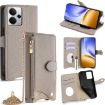 Realme 14 Grey Crossbody Chain Fishtail Litchi Leather Phone Case - 1
