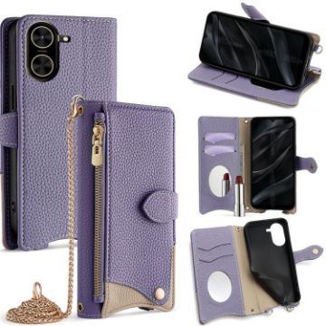 Redmi A5 4G Purple Crossbody Chain Fishtail Litchi Leather Case - 1
