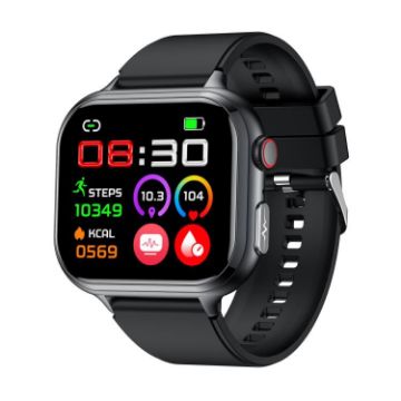 TK17 1.91" Screen Smart Watch with ECG, Silicone Strap - Black - 1