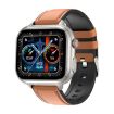 TK17 1.91" Horizontal Screen Smart Watch with ECG, Leather Strap (Brown) - 1