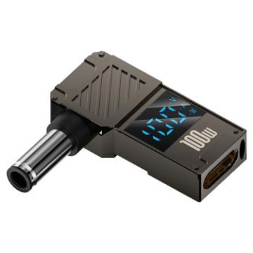 100W Type-C to DC6.0x0.6mm Charging Adapter with Digital Display - 1