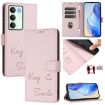 Realme 14x/V70/C75 5G Pink Smile Embossing RFID Leather Case - 1