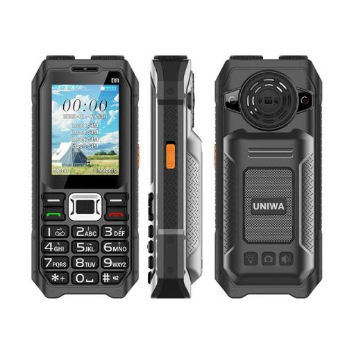 UNIWA M6000 Keypad Phone, 2.4", Dual Flashlights, 4 SIM, SOS, FM, US Plug - 1