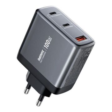 REMAX U2-AC 100W USB Dual Type-C GaN Charger EU Plug Digital Display - 1