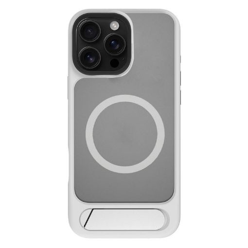 iPhone 16 Pro Kalebol MagSafe Tilt Holder PC TPU Case Grey White - 1
