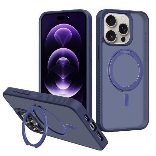 iPhone 14 Pro Max Blue MagSafe Rotating Holder Hybrid Phone Case - 1