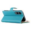 Samsung Galaxy S25 Edge 5G Blue Leather Wallet Case with Strap - 5