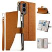 Samsung Galaxy S25 Edge 5G Leather Wallet Case with Strap - Brown - 1