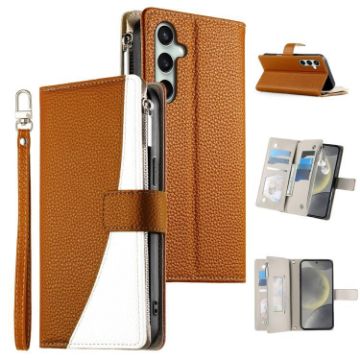 Samsung Galaxy S24 FE 5G Leather Wallet Case with Strap - Brown - 1