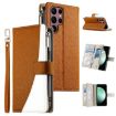Samsung Galaxy S22 Ultra 5G Brown Leather Wallet Case with Strap - 1