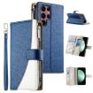 Samsung Galaxy S22 Ultra 5G Dark Blue Leather Wallet Case with Strap - 1