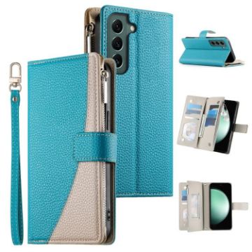 Samsung Galaxy S22 5G Blue Leather Wallet Case with Strap & Card Slots - 1