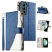 Samsung Galaxy S22 5G Dark Blue Leather Wallet Case with Strap - 1