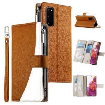 Samsung Galaxy S20 Brown Leather Wallet Case with Strap & Card Slots - 1