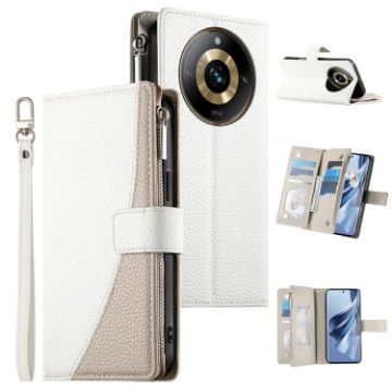 Realme 11 Pro/11 Pro+ White Leather Wallet Case with Strap & Card Slots - 1