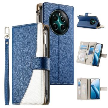 Realme 13/12/12+ 5G/Narzo 70 Leather Wallet Case with Strap - Dark Blue - 1