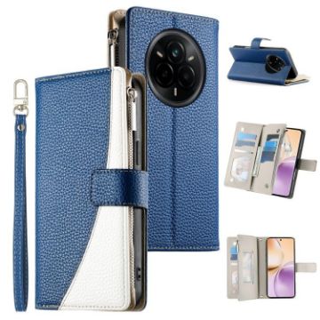 Realme 14 Pro Dark Blue Leather Wallet Phone Case with Strap - 1