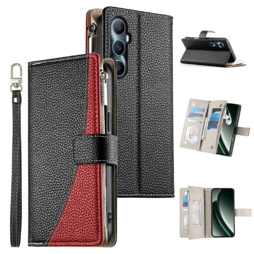 Realme C65 4G Black Leather Wallet Phone Case with Strap - 1