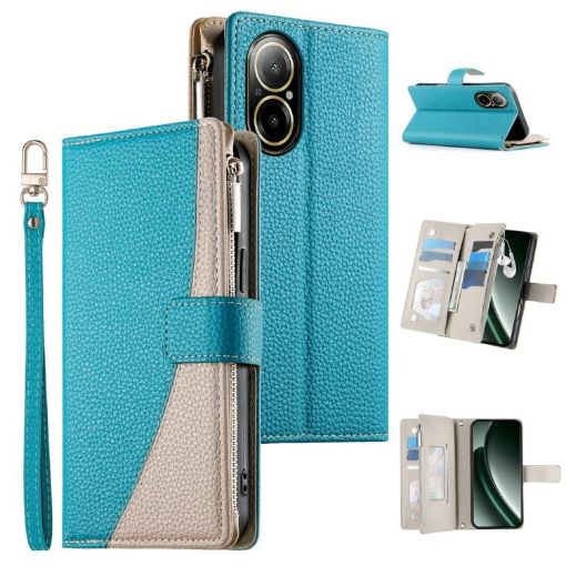 Realme C67/12 Lite Global Leather Wallet Phone Case with Strap - Blue - 1