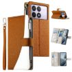 Redmi K70/K70 Pro/Poco F6 Pro Brown Leather Wallet Phone Case with Strap - 1