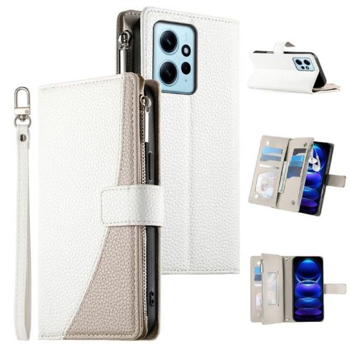Redmi Note 12 4G/12R Pro Wallet Leather Case with Strap - White - 1