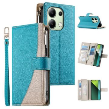 Redmi Note 13 4G Blue Leather Wallet Case with Strap & Multi-card Slots - 1
