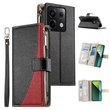 Redmi Note 13 Pro/Poco X6 Leather Wallet Case with Strap (Black) - 1