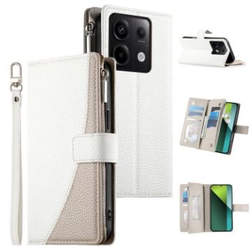 Redmi Note 13 Pro/Poco X6 White Leather Wallet Case with Strap - 1