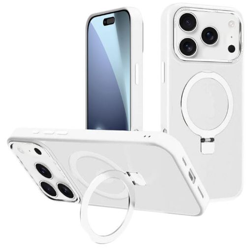 iPhone 17 Pro Max Kalebol Metal Lens Frame MagSafe Frosted Case White - 1