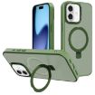 iPhone 17 Dark Green Metal Lens Frame MagSafe Holder Frosted Case - 1