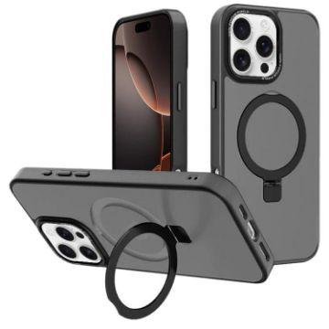 iPhone 16 Pro Max Kalebol Metal Lens Frame MagSafe Case (Black) - 1