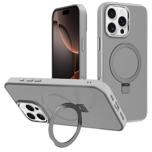 iPhone 16 Pro Kalebol Metal Lens Frame MagSafe Case Grey - 1