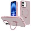iPhone 16 Plus Pink Metal Lens Frame MagSafe Holder Frosted Case - 1