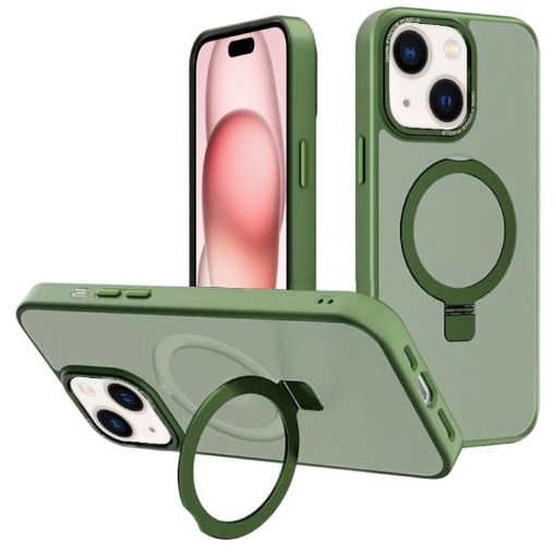iPhone 15 Plus Dark Green Metal Lens Frame MagSafe Case by Kalebol - 1