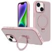 iPhone 14 Pink Metal Lens Frame MagSafe Holder Frosted PC Case - 1