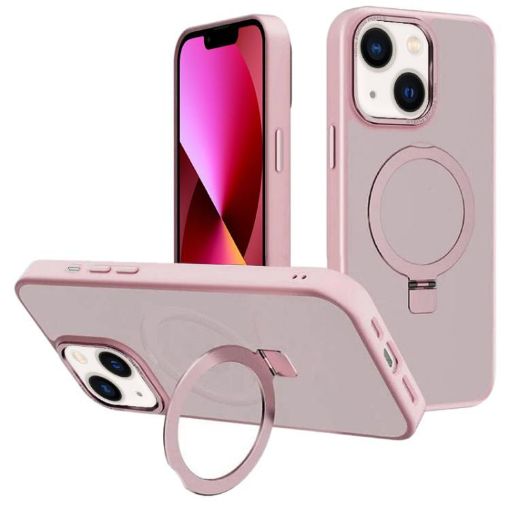 iPhone 13 Pink Kalebol Metal Lens Frame MagSafe Holder Frosted Case - 1