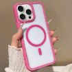 iPhone 15 Pro Max Rhinestone Frame MagSafe Case Rose Gold Large Lens - 1