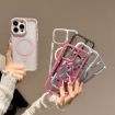 iPhone 14 Pro MagSafe Case with Large Lens Hole & Rhinestone Frame - Rose Gold - 3