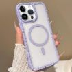 iPhone 14 Pro Max Rhinestone Frame MagSafe Case - Large Lens Hole Purple - 1