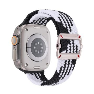 Apple Watch Band 46/49/45/44mm Double Loop Nylon Braid (Z Black White) - 1