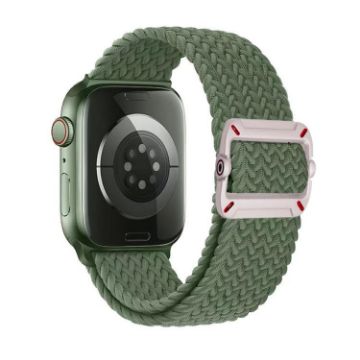 Olive Green Nylon Braid Watch Band for Apple Watch 46/49/45/44mm - 1