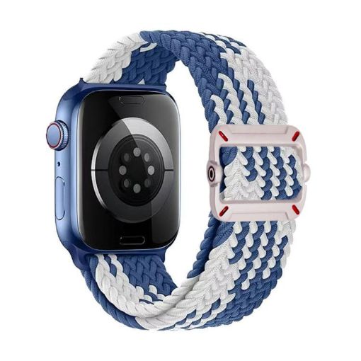 Apple Watch Band 46/49/45/44mm Double Loop Nylon Braid (Z Blue White) - 1