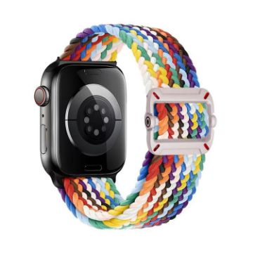 Apple Watch Band 46/49/45/44mm Double Loop Nylon Braid Rainbow Strap - 1