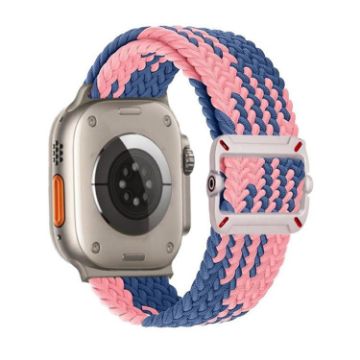 Apple Watch Band 46/49/45/44mm Double Loop Nylon Braid (Z Blue Pink) - 1