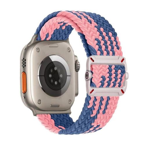 Apple Watch Band 46/49/45/44mm Double Loop Nylon Braid (Z Blue Pink) - 1