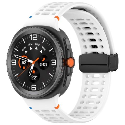 Samsung Galaxy Watch 8/8 Classic Magnetic Black Buckle Silicone Band White - 1