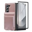 Samsung Galaxy Z Fold5 Rose Gold Leather Case with Card Holder & Film - 2