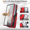 Samsung Galaxy Z Fold7 Red Leather Case with Card Holder & Tempered Film - 7