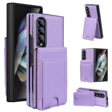 Samsung Galaxy Z Fold4 Light Purple Leather Case with Card Holder & Film - 1